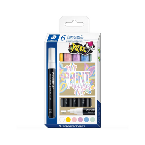 Set 6 Rotuladores Acrílicos Lumocolor Staedtler - Colores Pastel