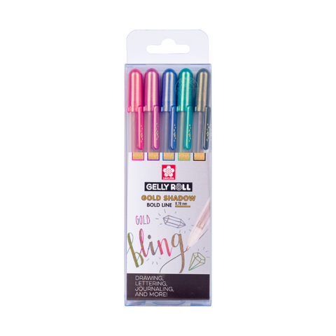 Set 5 Sakura Gelly Roll Gold Shadow 0,7 mm