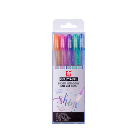 Set 5 Sakura Gelly Roll Silver Shadow 0,7 mm
