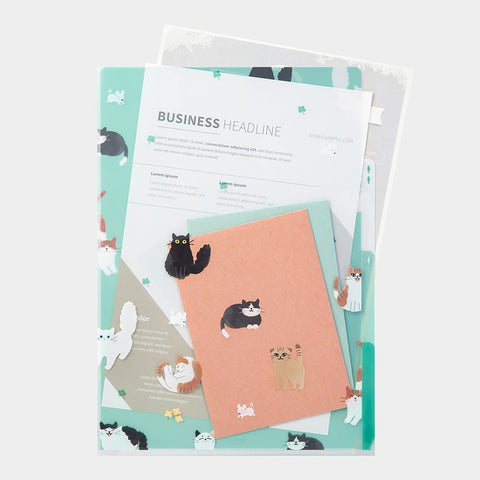 Carpeta Transparente de 3 Bolsillos (A4) – Gatos A