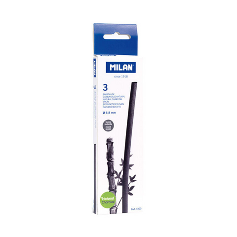 Caja de 3 barras de carboncillo natural cilíndrico ø 6-8 mm MILAN