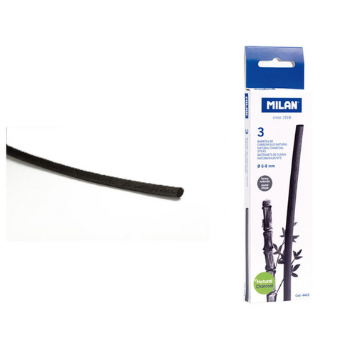 Caja de 3 barras de carboncillo natural cilíndrico ø 6-8 mm MILAN