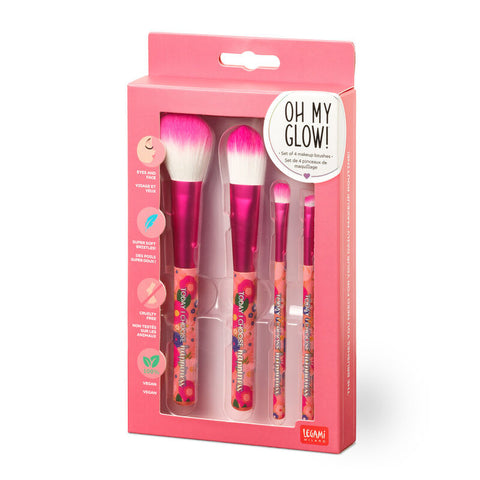 Set de 4 Pinceles de Maquillaje - Flowers