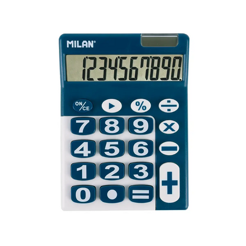 Calculadora Azul/Blanca 10 dígitos Teclas Grandes MILAN