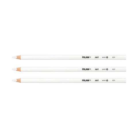 3 lápices blancos para dibujo + goma de borrar