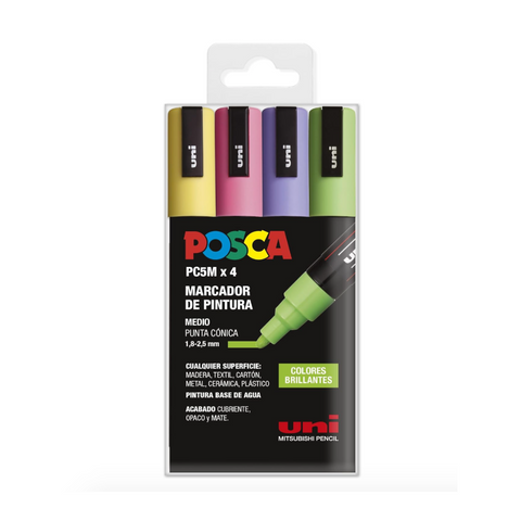 Set Uni Posca PC5M 1,8-2,5 mm Colores Brillantes 4 pcs