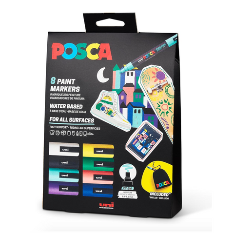 Set Uni Posca PC5M 1,8-2,5 mm 8 pcs + Bolsa de Regalo (Edición Limitada)