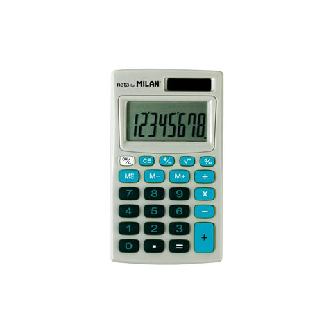 CALCULADORA DE BOLSILLO 8 DÍGITOS GRIS Y AZUL MILAN