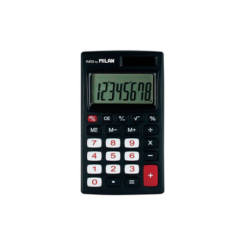 CALCULADORA DE BOLSILLO 8 DÍGITOS ROJO Y NEGRO MILAN