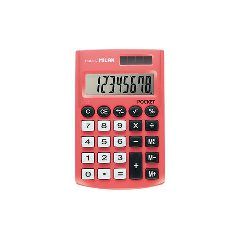 CALCULADORA DE BOLSILLO 8 DÍGITOS ROJA MILAN