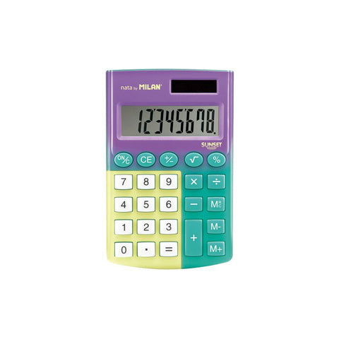 CALCULADORA DE BOLSILLO 8 DÍGITOS TURQUESA-AMARILLO