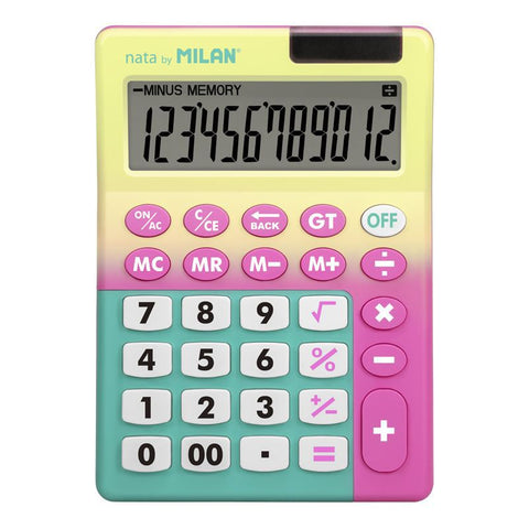 CALCULADORA DE SOBREMESA 12 DÍGITOS AMARILLO-ROSA MILAN