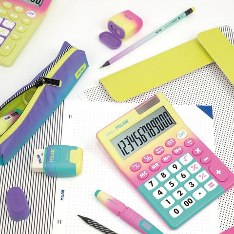 CALCULADORA DE SOBREMESA 12 DÍGITOS AMARILLO-ROSA MILAN