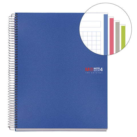 NOTEBOOK A6 140 HOJAS CUADRICULADAS PORTADA AZUL POLIPROPILENO