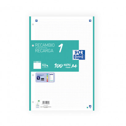 RECAMBIO 1 PAQUETE A4 100 HOJAS 5X5 90GRS