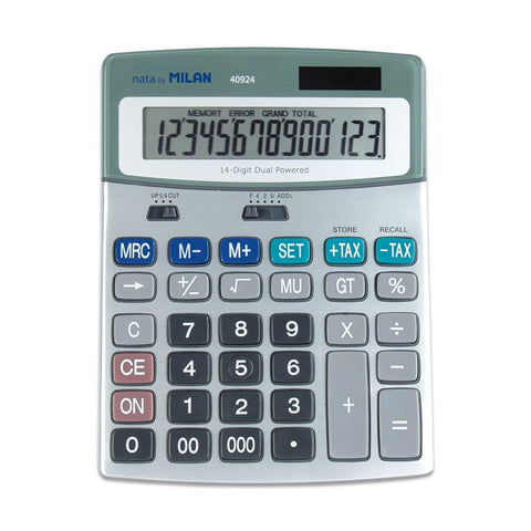 CALCULADORA DE SOBREMESA GRANDE DE 14 DÍGITOS MILAN