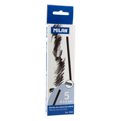 Caja de 5 barras de carboncillo natural cilíndrico ø 3-5mm MILAN