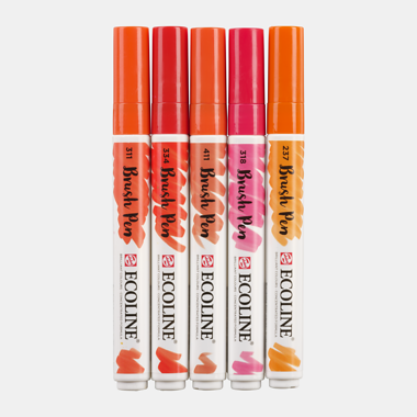 Rotuladores Ecoline Brush Pen Set 5 Colores Red