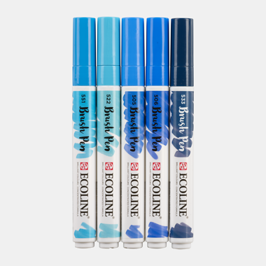 Rotuladores Ecoline Brush Pen Set 5 Colores Blue