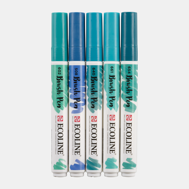 Rotuladores Ecoline Brush Pen Set 5 Colores Green Blue