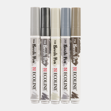 Rotuladores Ecoline Brush Pen Set 5 Colores Grey