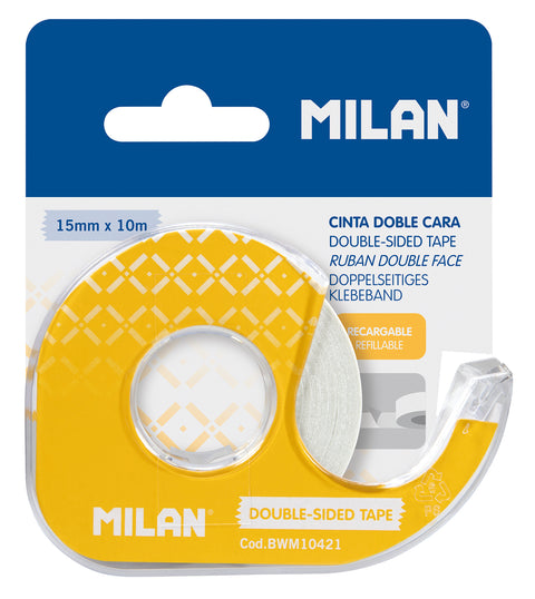 Dispensador cinta adhesiva doble cara 15 mm x 10 m