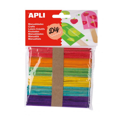 Palos polo de madera en colores surtidos 50 u.