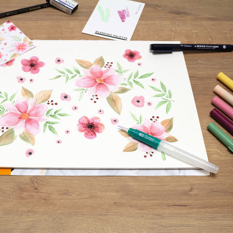 Set de Lettering Watercolor Floral de Tombow