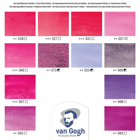 Set Acuarela 12 Pastillas Rosas y Violetas Van Gogh
