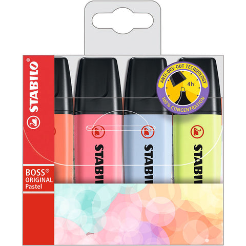 Fluorescente Boss Pastel Pack de 4 de Stabilo