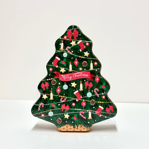 Lata de bombones en forma de árbol