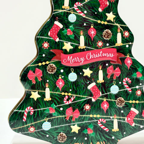 Lata de bombones en forma de árbol