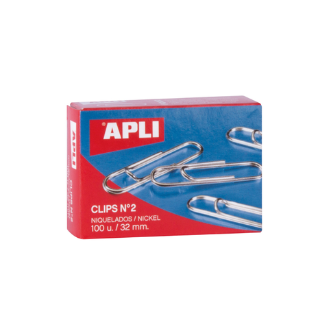 Clips niquelados nº2 32 mm 100 u