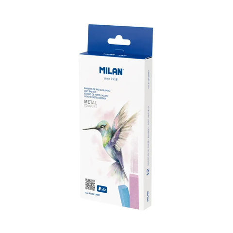 Caja de 12 barritas soft pastel colores metalizados MILAN Art