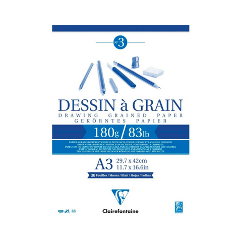 Bloc de Déssin Encollé à grain A3 - 30pg - 180 gr