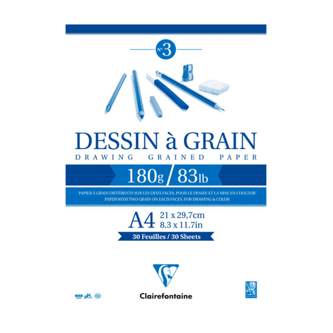 Bloc de Déssin Encollé à grain A4 30pg - 180 gr