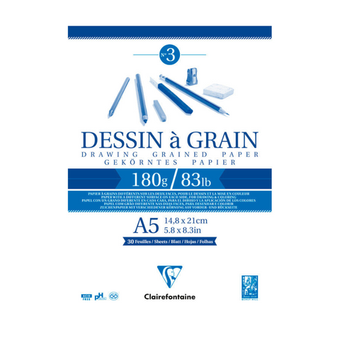 Bloc de Déssin Encollé à grain A5 - 30pg - 180 gr