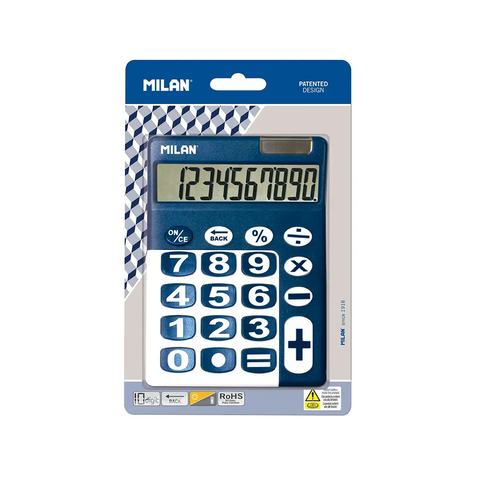 Calculadora Azul/Blanca 10 dígitos Teclas Grandes MILAN
