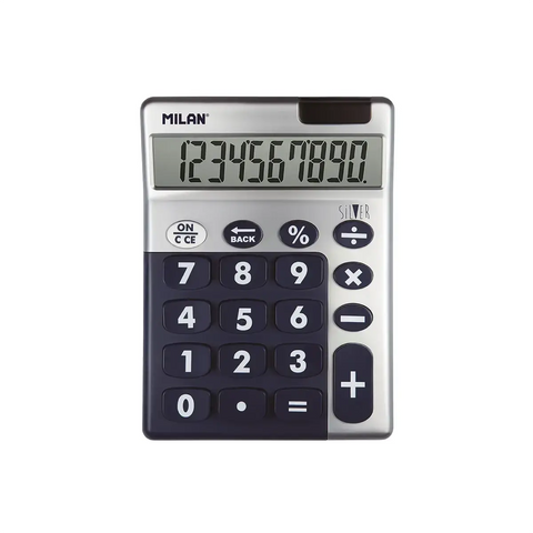 Calculadora de sobremesa mediana de 10 dígitos Silver MILAN