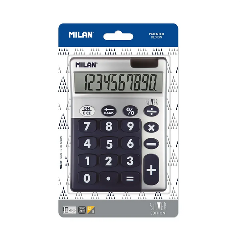 Calculadora de sobremesa mediana de 10 dígitos Silver MILAN