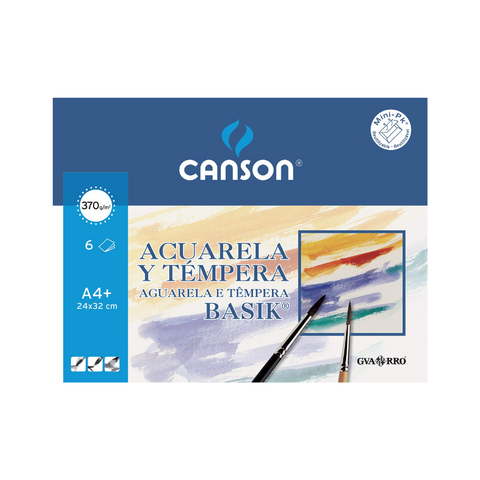 Minipack Papel Acuarela y Témpera A4+ Guarro Basik 370 g 6 Hojas