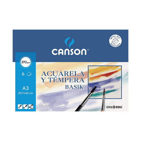 Minipack Papel Acuarela y Témpera A3 Guarro Basik 370 g 6 Hojas