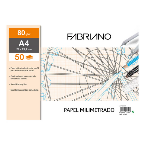 Papel Milimetrado A4 Fabriano