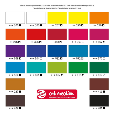 Set Acrílico de 24 Tubos de Colores 12 ml Art Creation