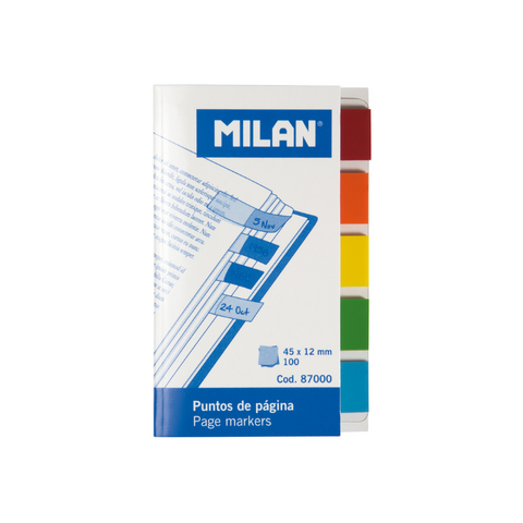 puntos de pagina de la marca milan, colores vivos, translúcidos