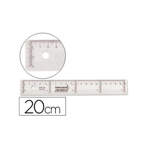 Pack regla y escuadra de plástico de 20cm