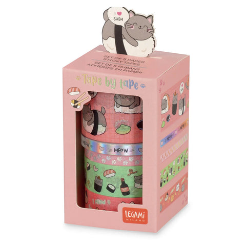 Set de 5 Cintas Decorativas Adhesivas de Papel Kitty - Tape By Tape Legami