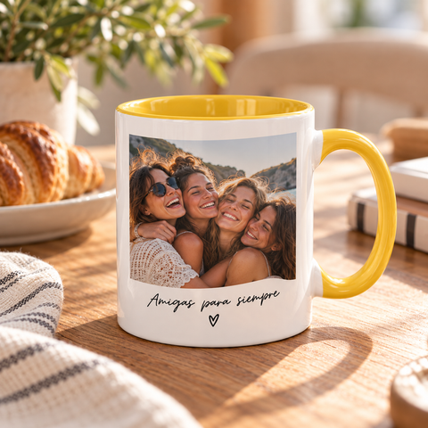 Taza Blanca Cerámica Colores Personalizada
