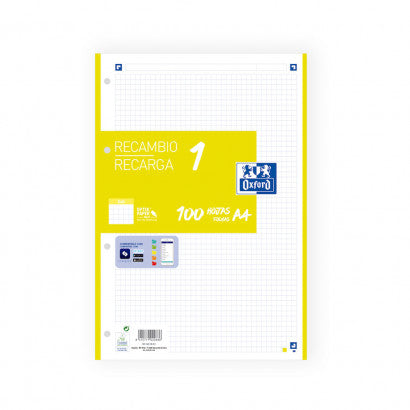 RECAMBIO 1 PAQUETE A4  100 HOJAS 5X5 90GRS