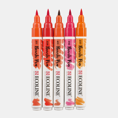 Rotuladores Ecoline Brush Pen Set 5 Colores Red